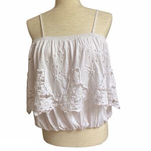 Free People White Lace Crop Top